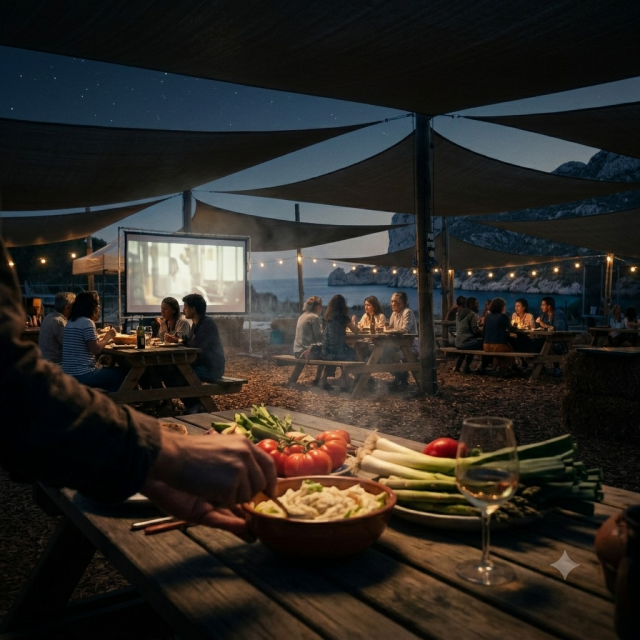 Ciné gourmand sous les étoiles à la ferme Aïoli Caganis