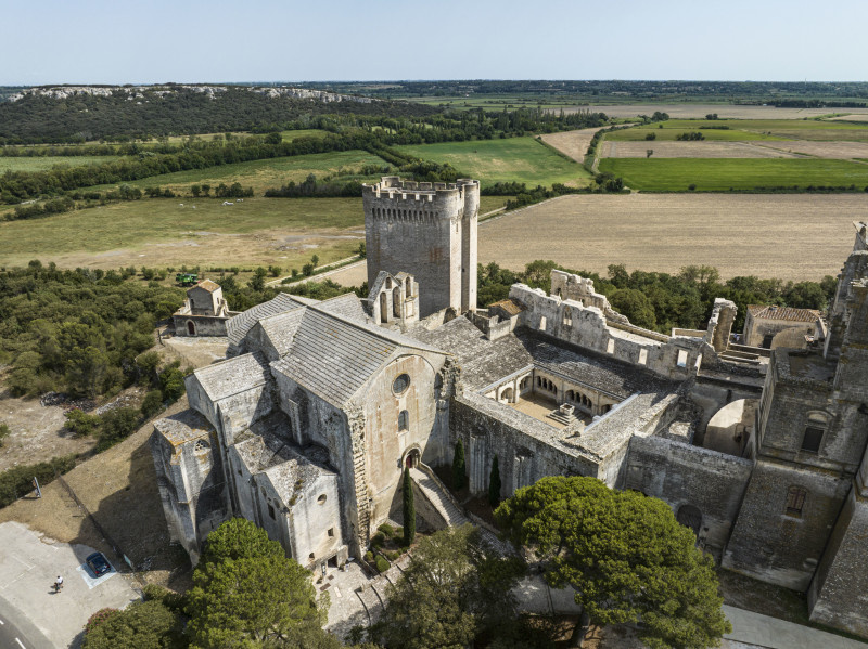 L'abbaye de Montmajour vue du ciel