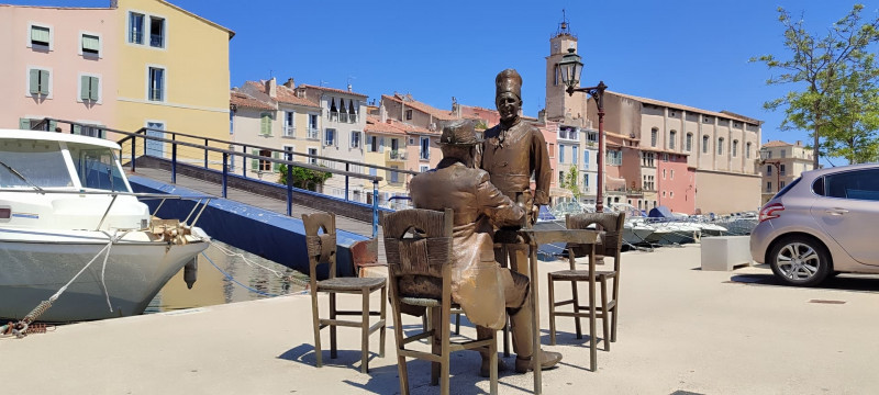 Bronzestatue, die Fernandel und Bourvil_Martigues