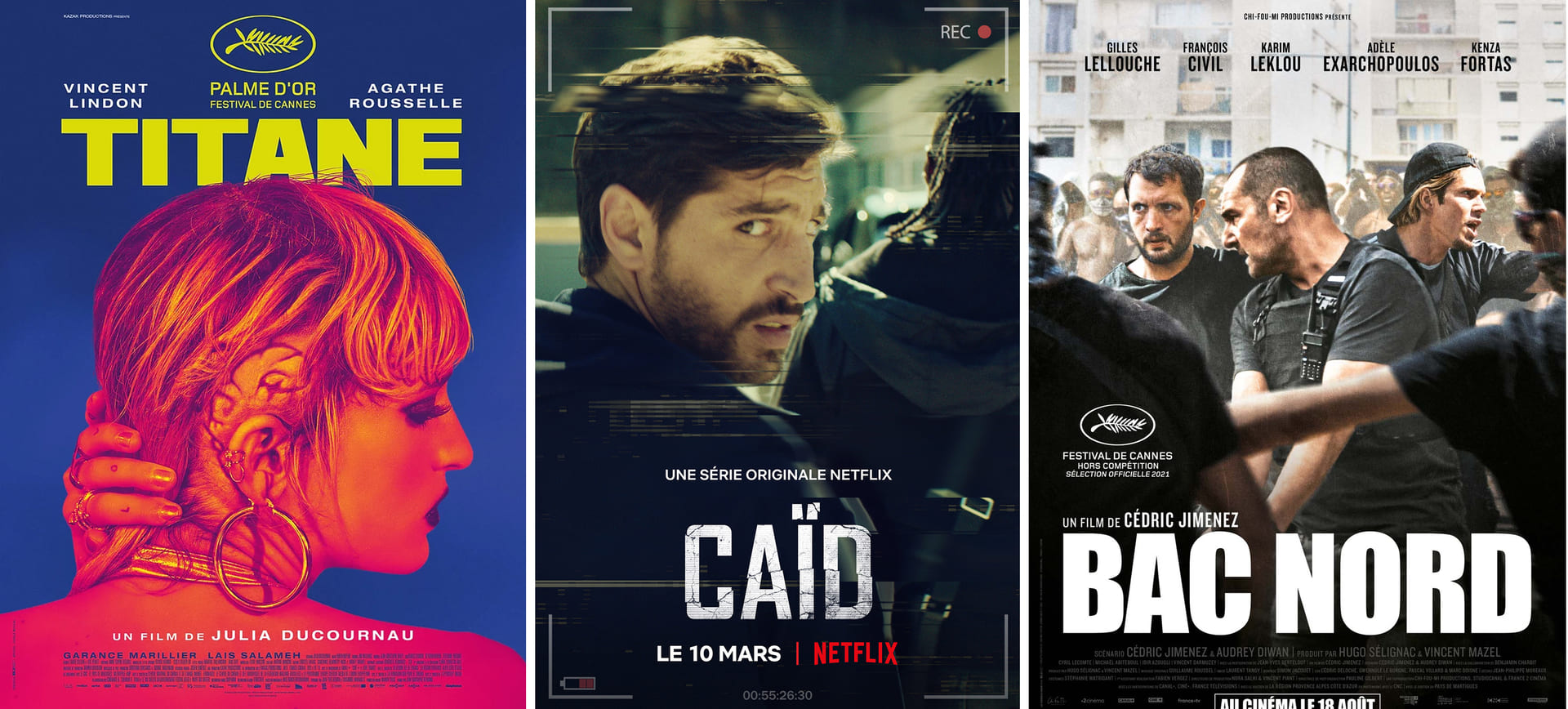 Liste des films récents à Martigues ayant eu une renommée au Festival de Cannes comme Titane ou Bac Nord et les studios de Provence Studios - © DR