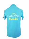 Polo homme Camping Paradis vu de dos, sans inscriptions visibles