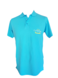 Polo de hombre Camping Paradis con inscripción blanca y amarilla del logo Camping Paradis en el lado del corazón