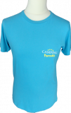 Unisex-T-Shirt in Blau, Vorderansicht, mit weiß-gelbem Camping Paradis-Logo auf der Brust