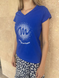 Tee-shirt femme soleil bleu marine