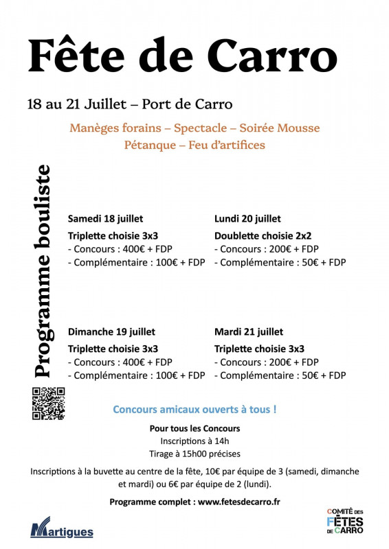 Les concours de Pétanque de la Fête de Carro_Martigues - © Comité des fêtes de Carro Les concours de Pétanque de la Fête de Carro_Martigues