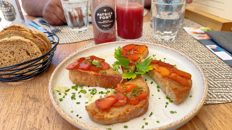 Plate of bottarga toasts in Martigues.