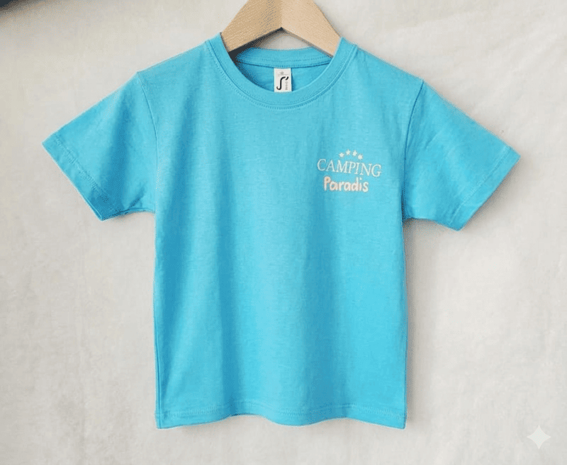 Kinder-T-Shirt (2–12 Jahre) in den Farben der Fernsehserie „Camping Paradis“, gedreht in Martigues
