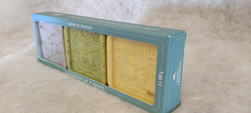 Esprit Provence - Schachtel mit 3 Exfolia-Seifen 100 g Lavendel / Verbena / Kamille