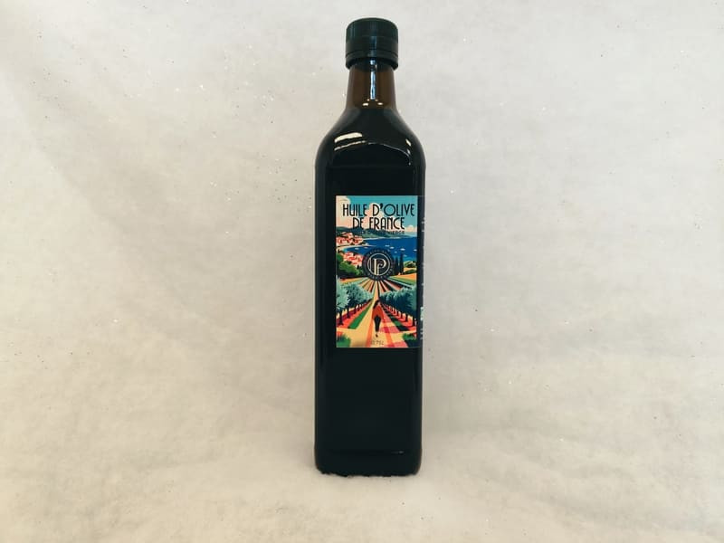 75-cl-Flasche Olivenöl aus Martigues. Wir fördern regionale Produkte und sind im Fremdenverkehrsamt von Martigues erhältlich.