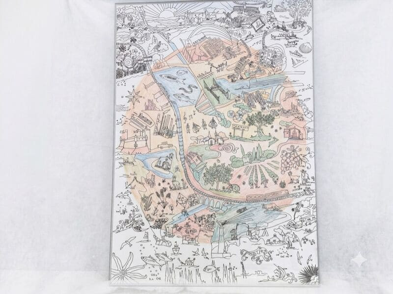 Un poster à colorier original incluant les symboles de Martigues et de la Côte Bleue. En vente à la boutique de l'Office de Tourisme de Martigues