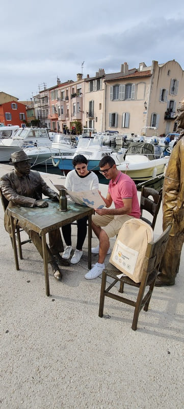 Búsqueda del tesoro de My Explore Bag en Martigues: explora la ciudad mientras te diviertes. Estatuas de Bourvil y Fernandel de la película  - © Otmartigues / SergeT